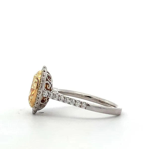 18 Karat White Gold/Yellow Gold Yellow Diamond Halo Ring Image 2 Saxons Fine Jewelers Bend, OR