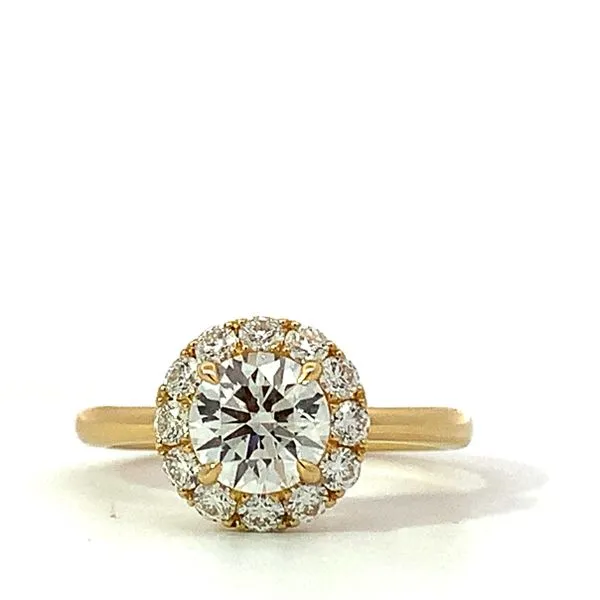 Hearts on Fire. 18 Karat Yellow Gold Diamond Vela Halo Ring Saxons Fine Jewelers Bend, OR