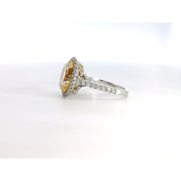 18 Karat White Gold/ Yellow Gold Yellow Oval Diamond Halo Ring Image 3 Saxons Fine Jewelers Bend, OR