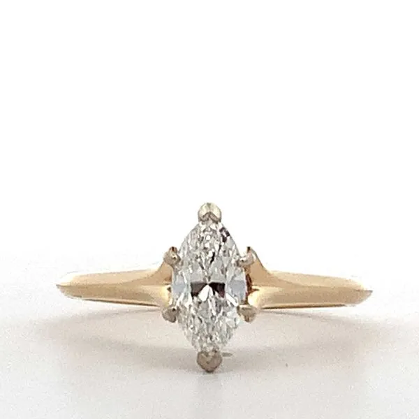 Gabriel & Co. 14 Karat Yellow Gold/White Gold Diamond Marquise 6 Prong Solitaire Ring Saxons Fine Jewelers Bend, OR