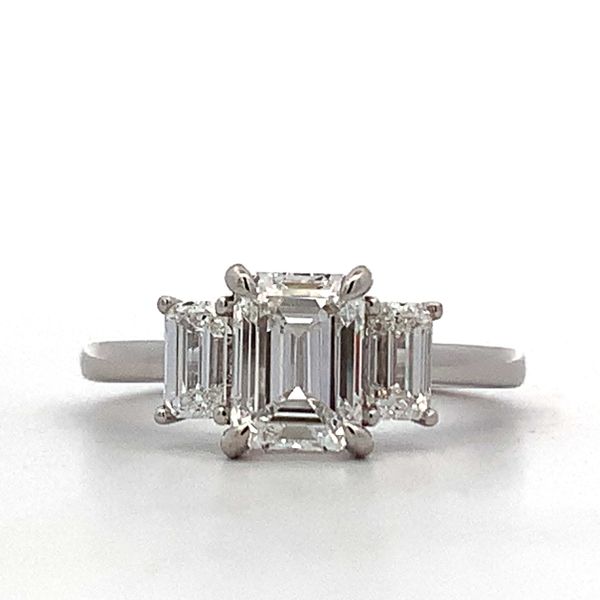 Platinum Lab Grown Diamond Emerald Three Stone Ring Saxons Fine Jewelers Bend, OR