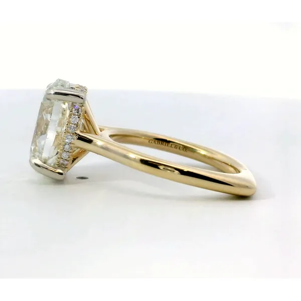 Gabriel & Co. 14 Karat White Gold/Yellow Gold Oval Diamond Hidden Halo Euro Shank Ring Image 3 Saxons Fine Jewelers Bend, OR