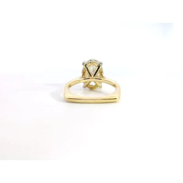 Gabriel & Co. 14 Karat White Gold/Yellow Gold Oval Diamond Hidden Halo Euro Shank Ring Image 4 Saxons Fine Jewelers Bend, OR