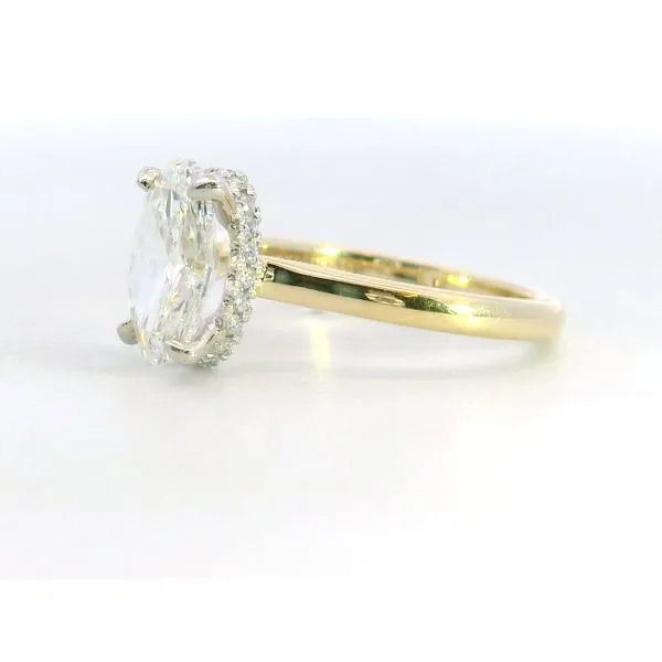 Gabriel & Co. 14 Karat White Gold/Yellow Gold Oval Vertical Diamond Hidden Halo Ring Image 4 Saxons Fine Jewelers Bend, OR