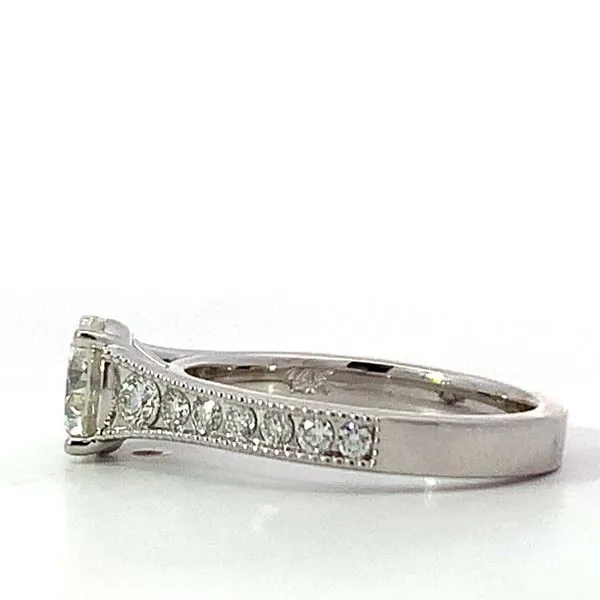 14 Karat White Gold Round Diamond Milgrain Ring Image 2 Saxons Fine Jewelers Bend, OR