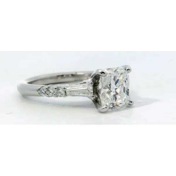Platinum Cushion Diamond Tapered Baguette Round Ring Image 2 Saxons Fine Jewelers Bend, OR