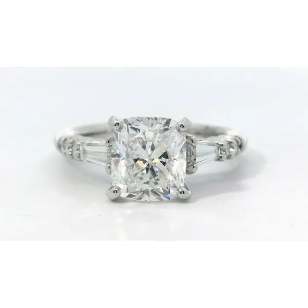 Platinum Cushion Diamond Tapered Baguette Round Ring Saxons Fine Jewelers Bend, OR