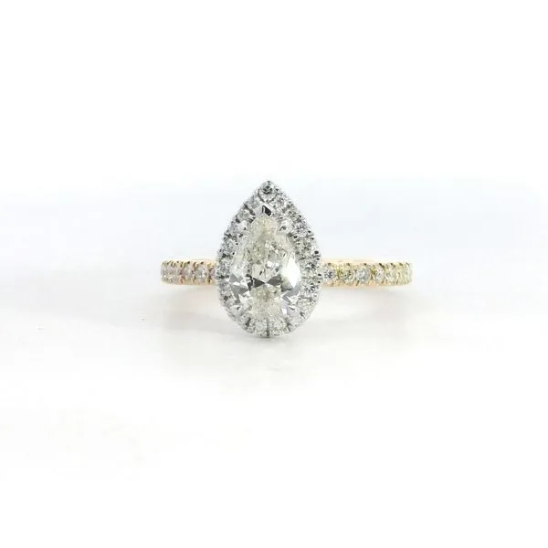 18K WG/YG Pear Diamond Halo Ring Saxons Fine Jewelers Bend, OR