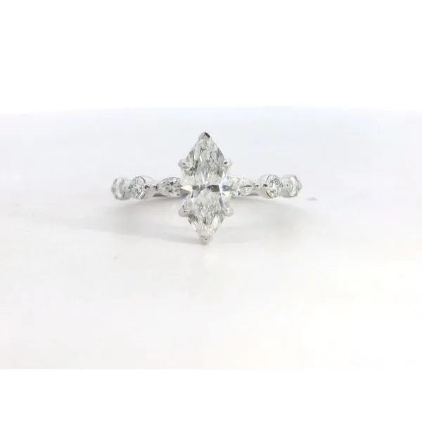 18K WG Marquise Round Diamond Ring 1.01ct Image 3 Saxons Fine Jewelers Bend, OR