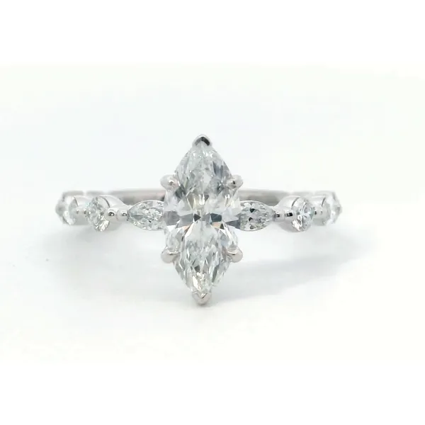 18K White Gold Marquise Round Diamond Engagement Ring Saxons Fine Jewelers Bend, OR