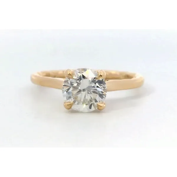 18K Yellow Gold Round Diamond Lotus Quilted 4 Prong Engagement Ring Saxons Fine Jewelers Bend, OR