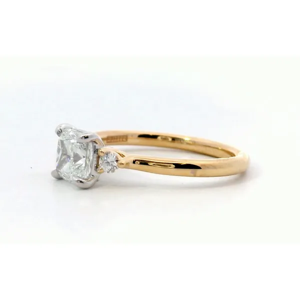 18K WG/YG Cushion Diamond Round Three Stone 1.01ct Image 3 Saxons Fine Jewelers Bend, OR
