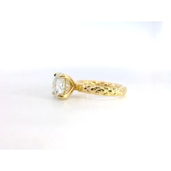 18K YG Lab Round Diamond Quilted Hidden Halo Ring 3.12ct Image 3 Saxons Fine Jewelers Bend, OR