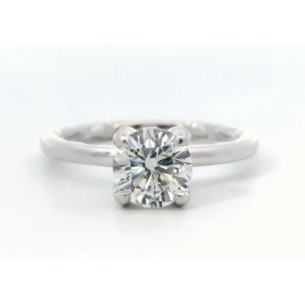 18K White Gold Round Diamond Lotus Engagement Ring Saxons Fine Jewelers Bend, OR