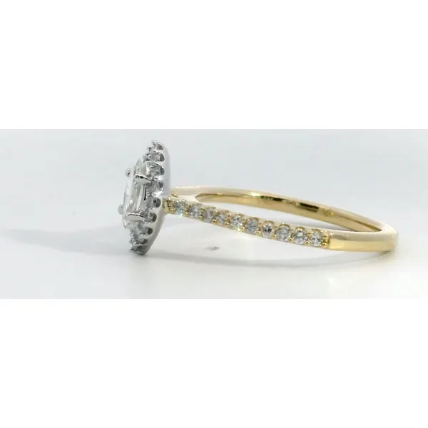 14K White Gold and Yellow Gold Marquise Diamond Halo Enga...