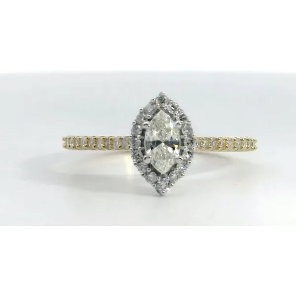 14K White Gold and Yellow Gold Marquise Diamond Halo Enga...
