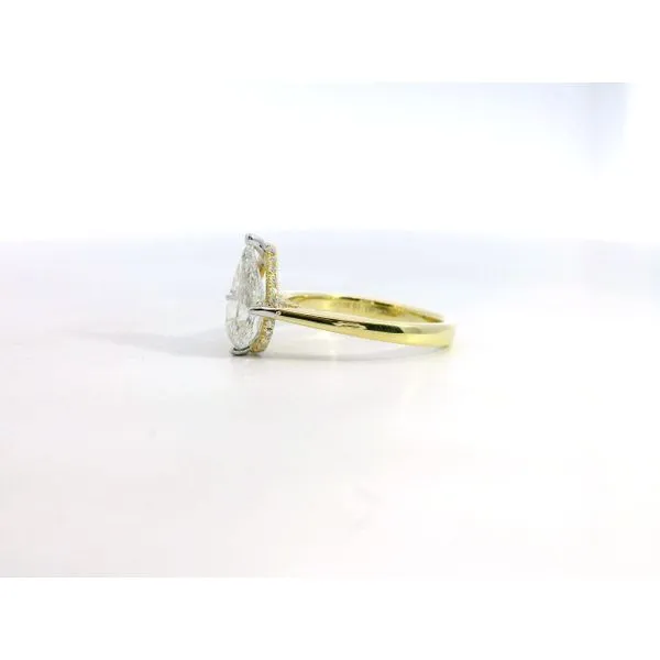 18K YG/WG Diamond Pear Hidden Halo Ring 1.70ct Image 3 Saxons Fine Jewelers Bend, OR