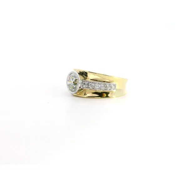 18K YG/WG Diamond Milgrain Bezel Wide Ring 1.46ct Image 3 Saxons Fine Jewelers Bend, OR