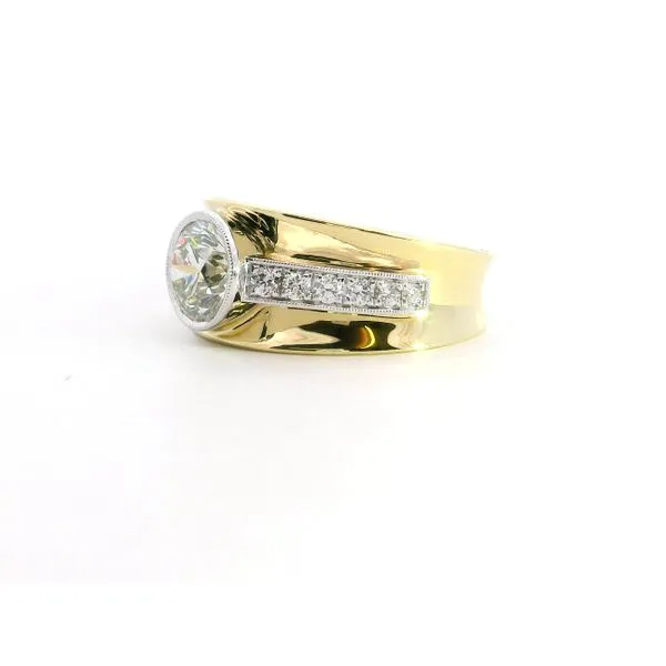 18K YG/WG Diamond Milgrain Bezel Wide Ring 1.46ct Image 4 Saxons Fine Jewelers Bend, OR