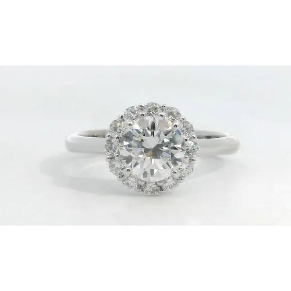 14K White Gold Round Diamond Halo Engagement Ring Saxons Fine Jewelers Bend, OR