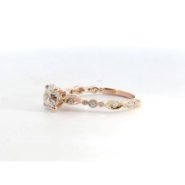14K Rose Gold Diamond Milgrain Ring European Cut