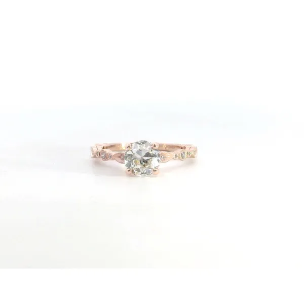 14K Rose Gold Diamond Milgrain Ring European Cut