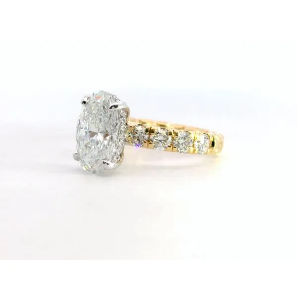 18K WG/YG Lab Oval Diamond Quilted Hidden Halo Ring 3.57ct Image 3 Saxons Fine Jewelers Bend, OR