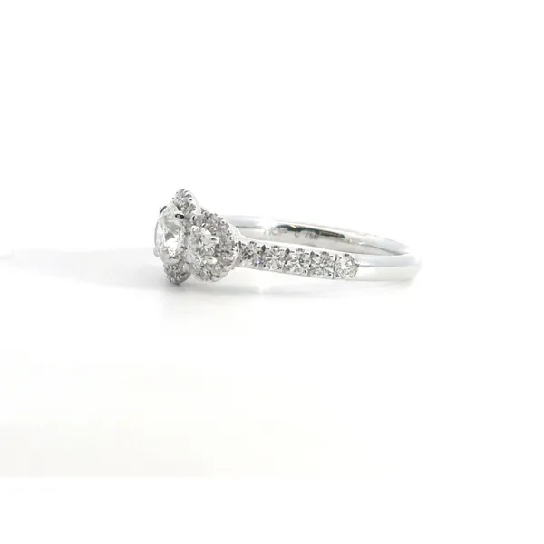 Hearts on Fire 18 Karat White Gold Integrity Three Stone Halo Ring Image 3 Saxons Fine Jewelers Bend, OR