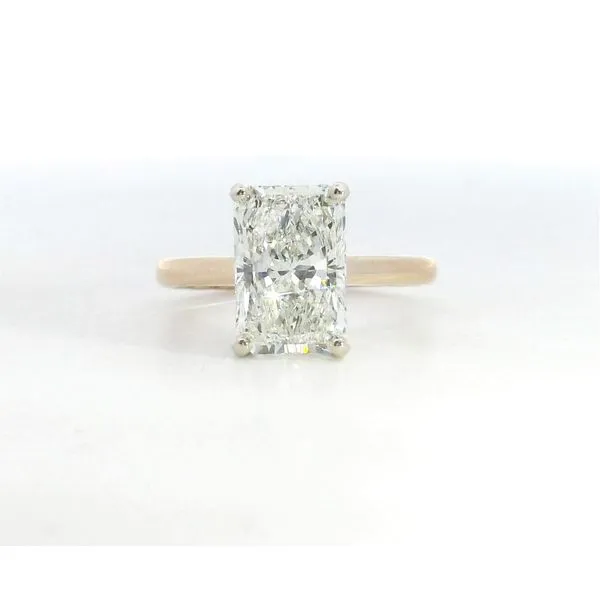 18K YG/WG Lab Radiant Dia Hidden Halo Ring 3.05ct
