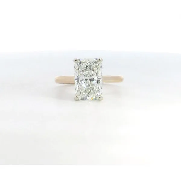18K YG/WG Lab Radiant Dia Hidden Halo Ring 3.05ct