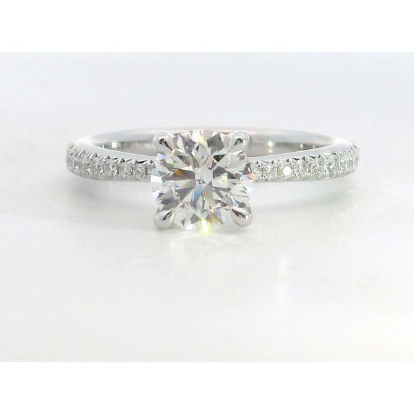 Hearts On Fire Vela Platinum Round Brilliant Prong Set Complete Diamond Engagement Ring with Diamond Band 1.012ct H VS2 0.32cttw Size 6.5 Saxons Fine Jewelers Bend, OR