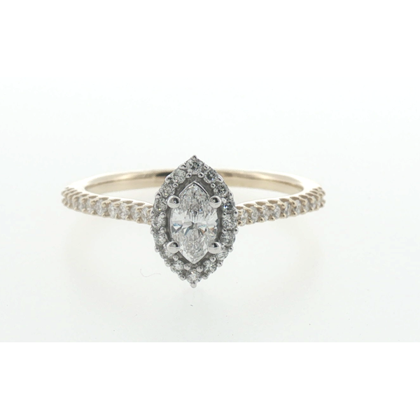 14K WG/YG Marquise Diamond Halo Ring Saxons Fine Jewelers Bend, OR