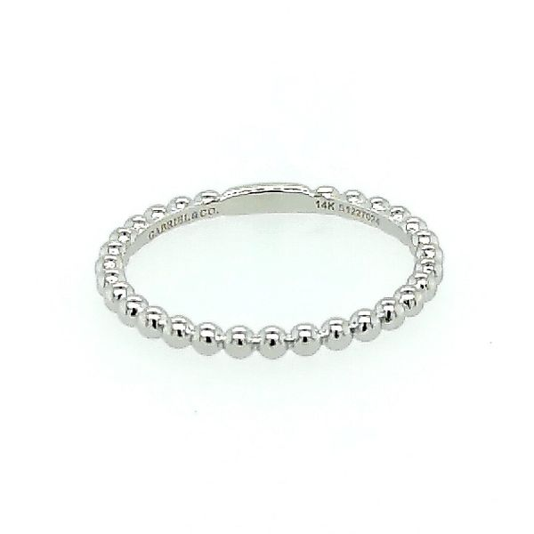 Gabriel & Co. 14K White Gold Bujukan Beaded Stackable Ring Saxons Fine Jewelers Bend, OR