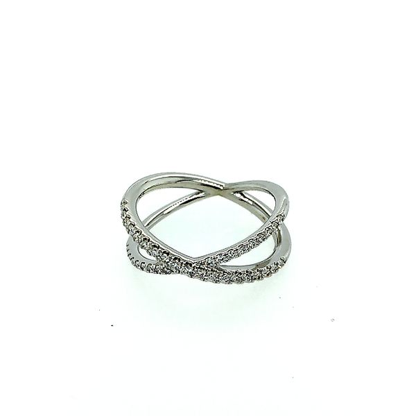 18 Karat White Gold Diamond Criss Cross X Ring Saxons Fine Jewelers Bend, OR