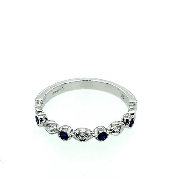 White Gold with Sapphire and Diamond Milgrain Band Saxons Fine Jewelers Bend, OR