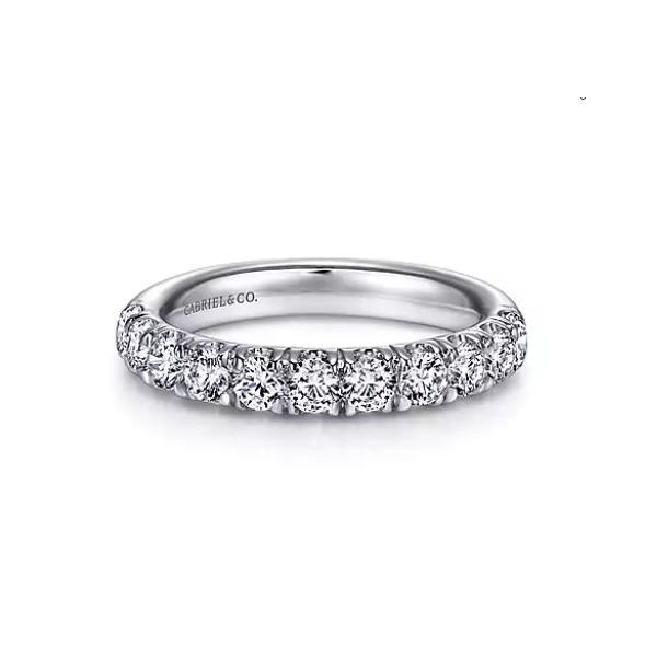 Gabriel & Co. White Gold with Diamond 11 Stone French Pave Band Saxons Fine Jewelers Bend, OR