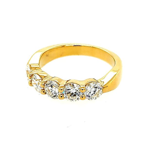 Hearts on Fire. 18 Karat Yellow Gold with Five Stone Wedding Band Image 2 Saxons Fine Jewelers Bend, OR