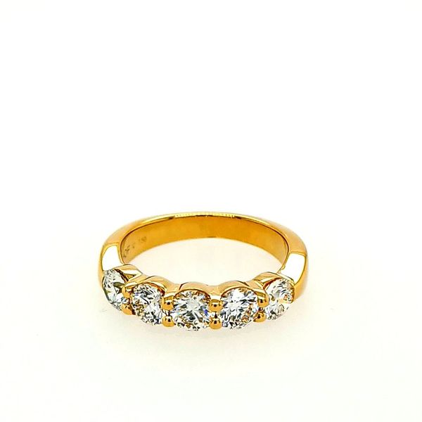Hearts on Fire. 18 Karat Yellow Gold with Five Stone Wedding Band Saxons Fine Jewelers Bend, OR