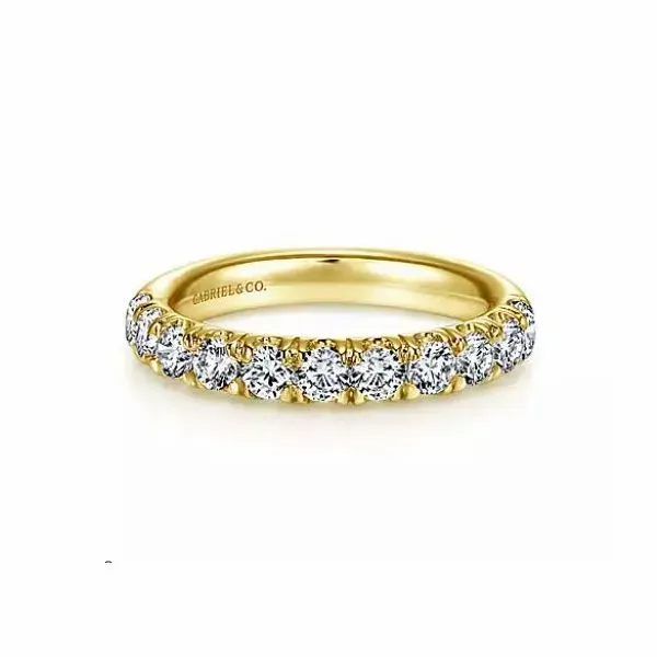 Gabriel & Co. 14 Karat Yellow Gold 11 Stone French Diamond Pave Band.5 Saxons Fine Jewelers Bend, OR