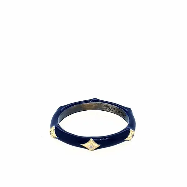 Armenta. 18 Karat Yellow Gold Blackened Sterling Silver Dark Blue Enamel Crivelli Accents Diamonds Image 2 Saxons Fine Jewelers Bend, OR