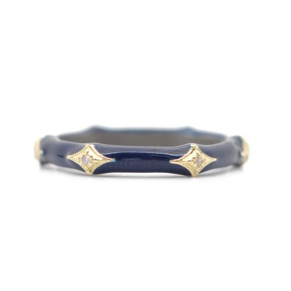 Armenta. 18 Karat Yellow Gold Blackened Sterling Silver Dark Blue Enamel Crivelli Accents Diamonds Saxons Fine Jewelers Bend, OR