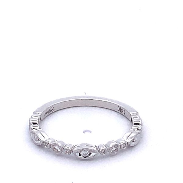 14 Karat White Gold Diamond Milgrain Band Image 2 Saxons Fine Jewelers Bend, OR