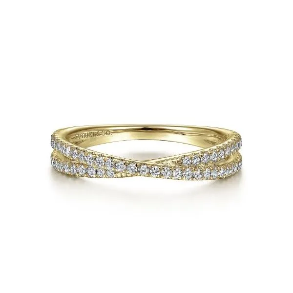 Gabriel & Co. 14 Karat Yellow Gold with lovely Diamond Criss Cross Ring and Faint Color Saxons Fine Jewelers Bend, OR