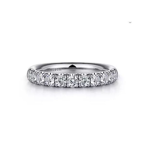 Gabriel & Co. White Gold 11 Stone French Pave Diamond Band Saxons Fine Jewelers Bend, OR