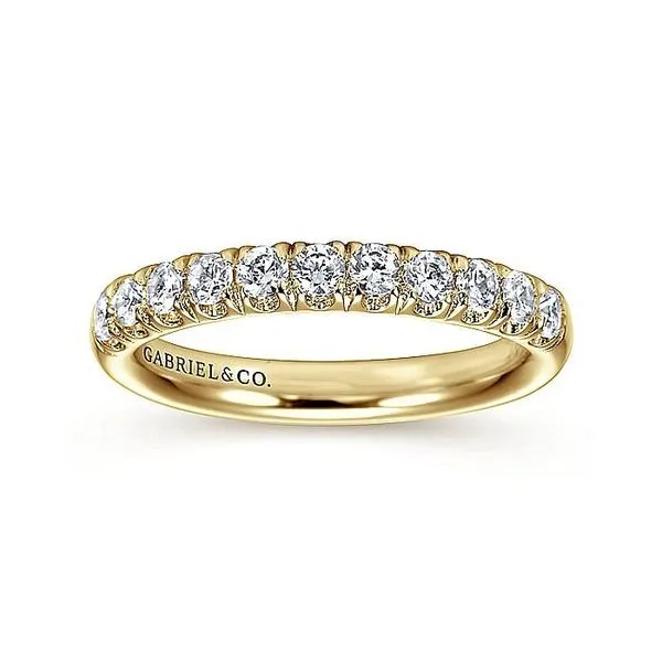 Gabriel & Co. Yellow Gold 11 Stone French Pave Diamond Band Image 4 Saxons Fine Jewelers Bend, OR