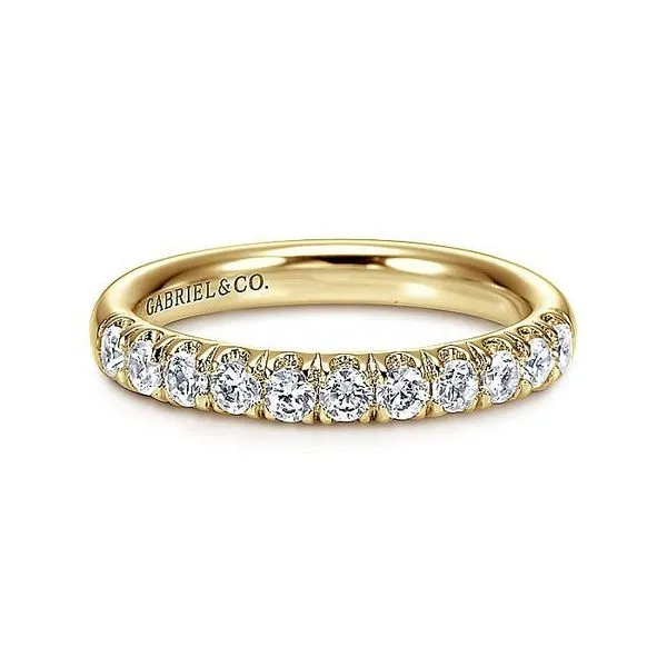 Gabriel & Co. Yellow Gold 11 Stone French Pave Diamond Band Saxons Fine Jewelers Bend, OR