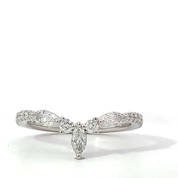 Gabriel & Co. 14 Karat White Gold Diamond Marquise Round Chevron Band Saxons Fine Jewelers Bend, OR