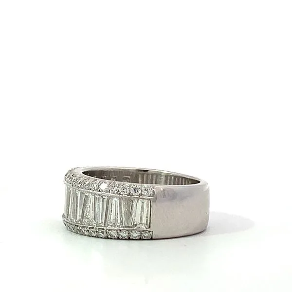 Platinum Tapered Baguette Round Diamond Band Image 2 Saxons Fine Jewelers Bend, OR