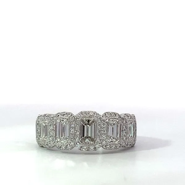 Platinum Emerald Pave Halo Band Saxons Fine Jewelers Bend, OR