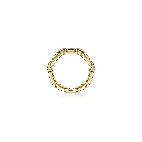 Gabriel & Co. Chain Style Yellow Gold and Diamond Stacking Ring Image 2 Saxons Fine Jewelers Bend, OR